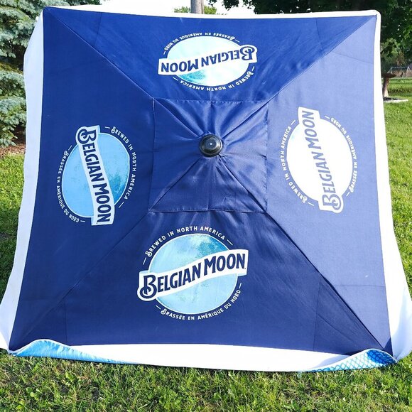 LARGE BELGIAN MOON BEER BEACH/PATIO Umbrella - Picture 1 of 8